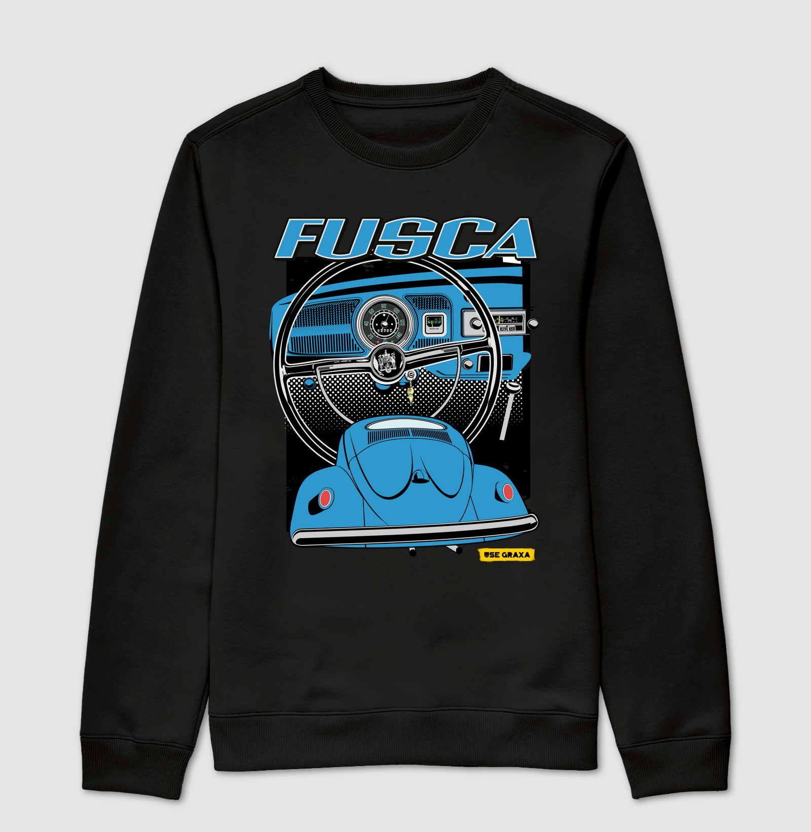 Fusca com Painel Azul