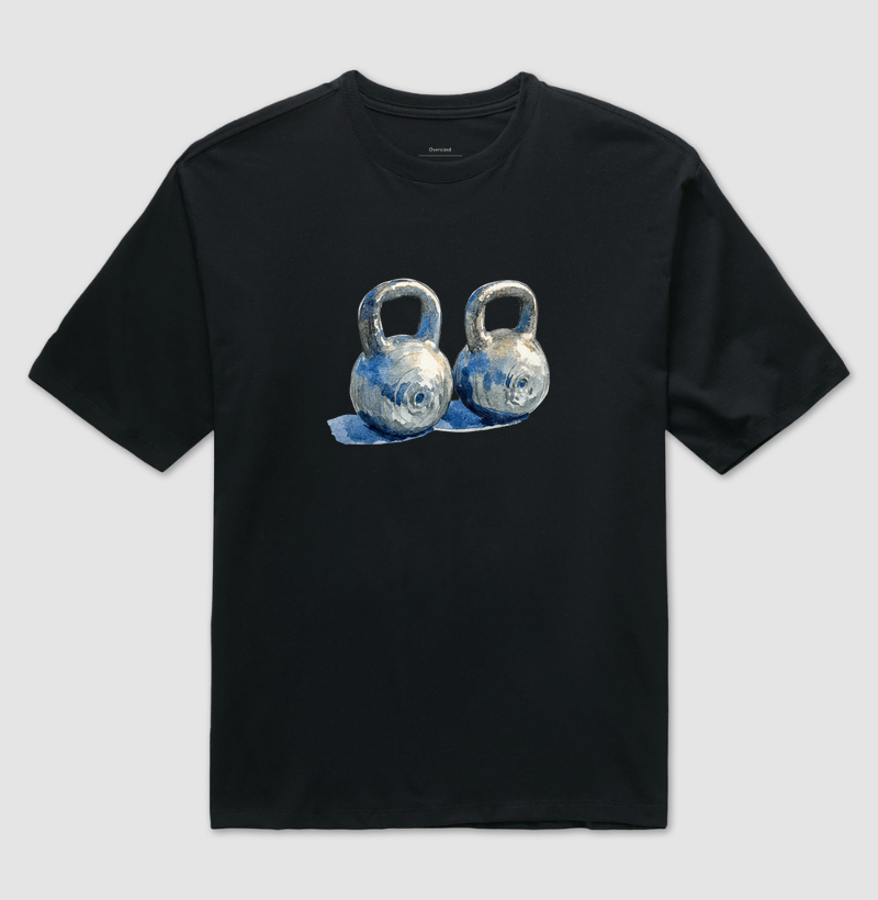 dois kettlebells em aquarela