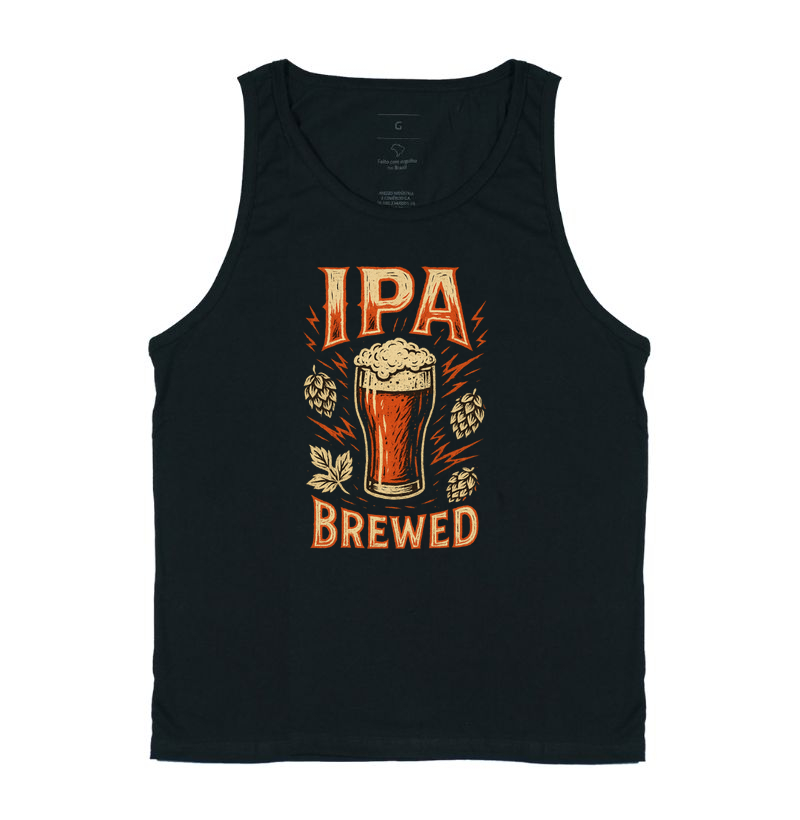 Camiseta IPA Brewed Estampa Vintage Cerveja Artesanal Lúpulo