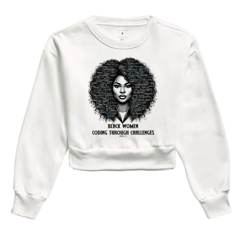 Moletom Cropped Collab "Black Women coding"