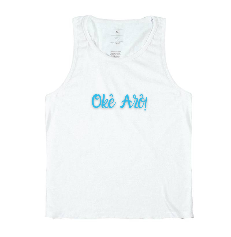 Oxóssi - Saudação Azul - Camiseta Regata Branca