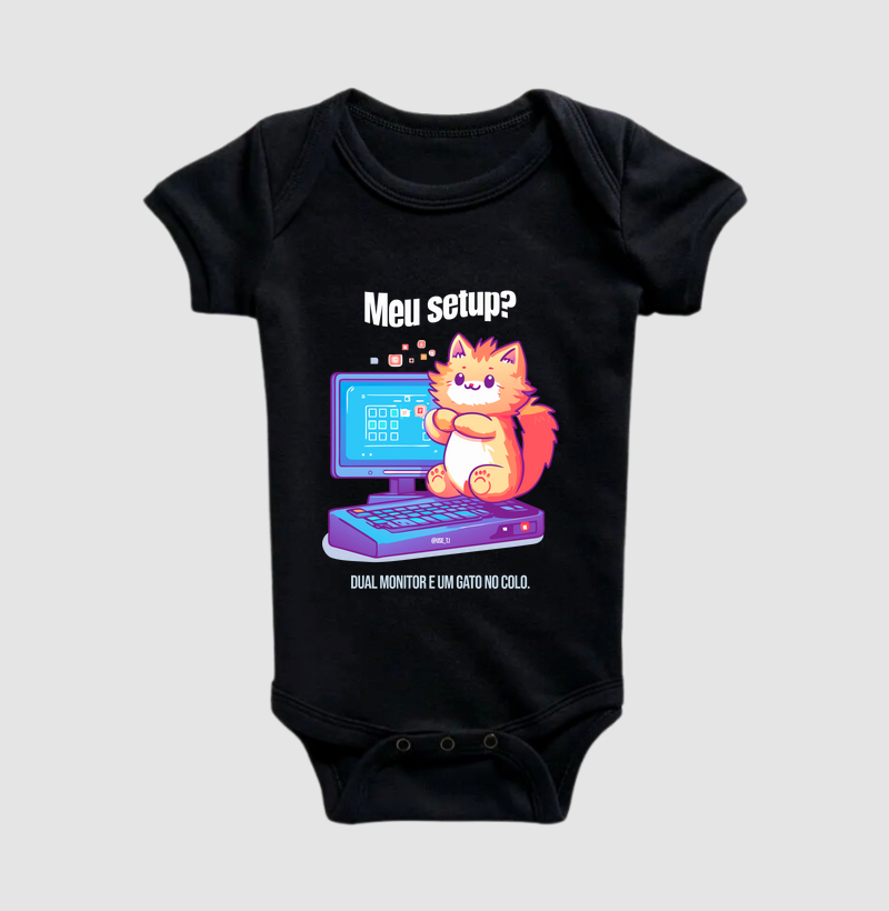 “Meu setup? Dual monitor e um gato no colo.” T.I