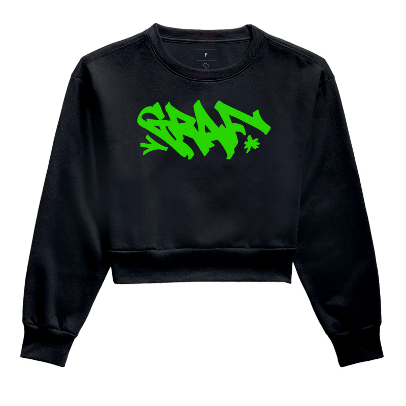Moletom Cropped Graf Tag Verde