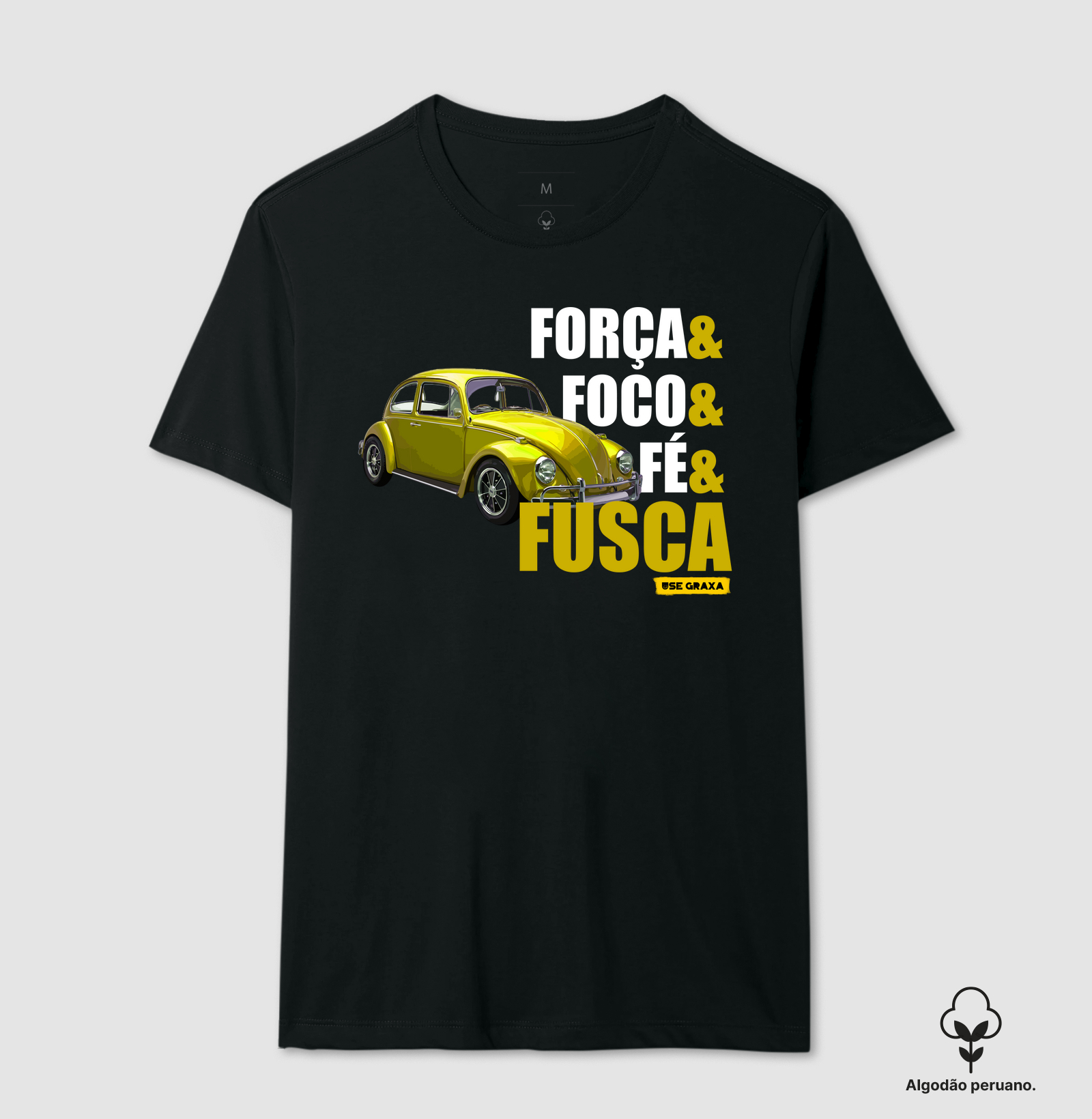 Força Foco Fé Fusca Amarelo