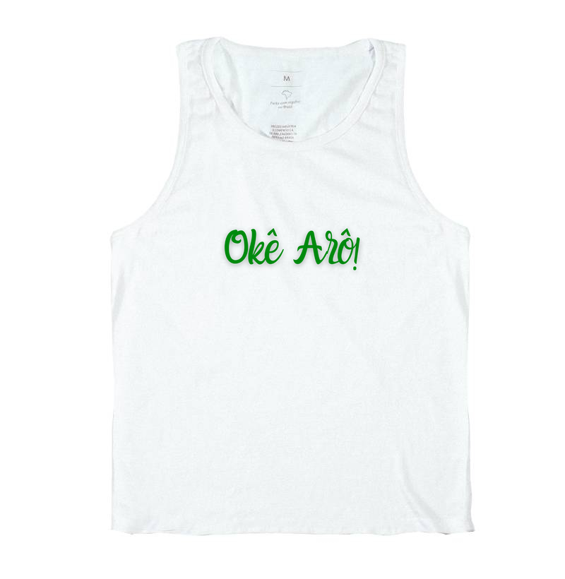 Oxóssi - Saudação Verde - Camiseta Regata Branca