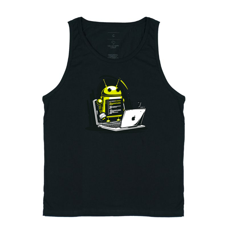 Camiseta Regata "Android usando Mac" T.I