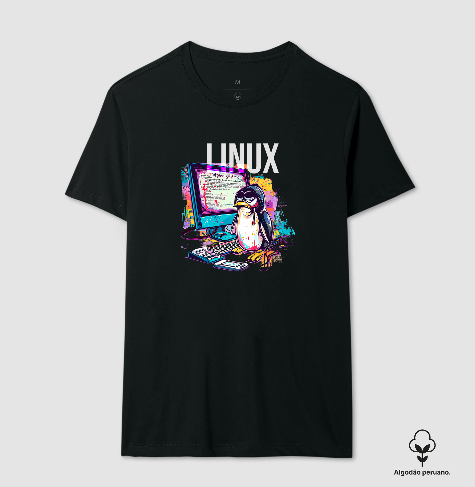 Camiseta Algodão Peruano "Linux Reimagined" II - Logo - T.I