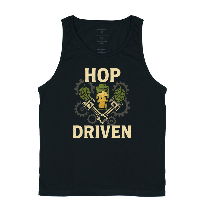 Camiseta Hop Driven – Engrenagens, Pistões e Chope