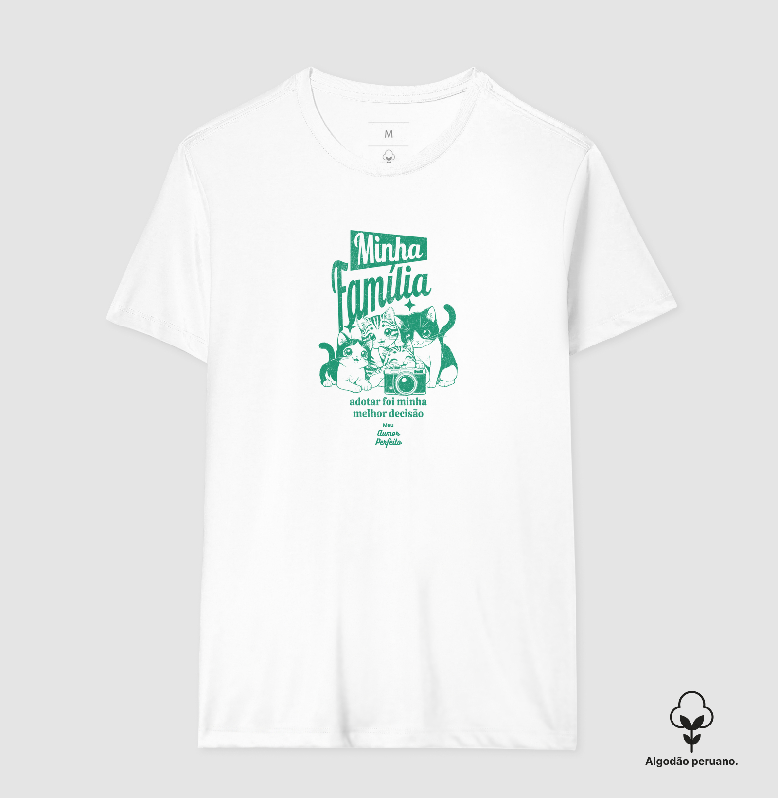 Camiseta Algodão Peruano - Aumor Minha Família Gatos