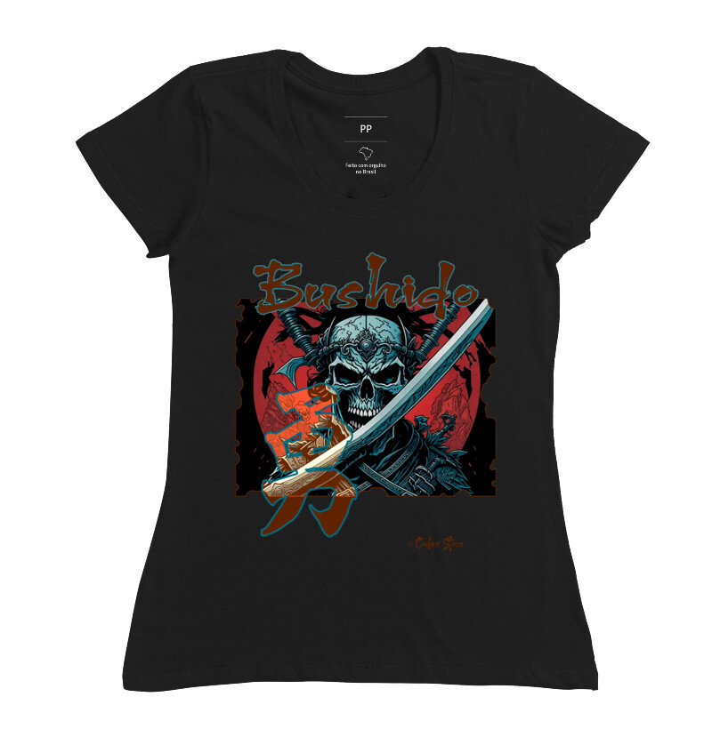 CAMISETA SKULL BUSHIDO CORAGEM (YU)