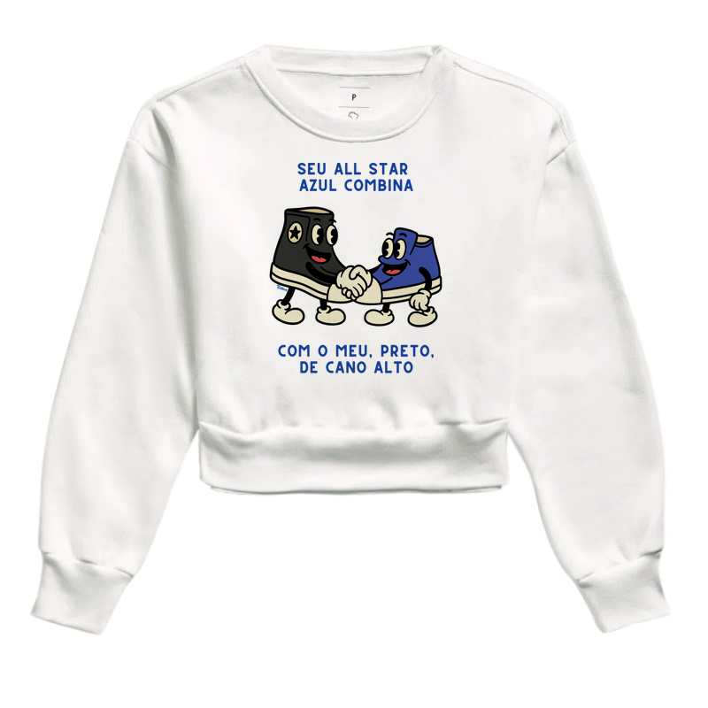 Moletom Cropped branco "all star"