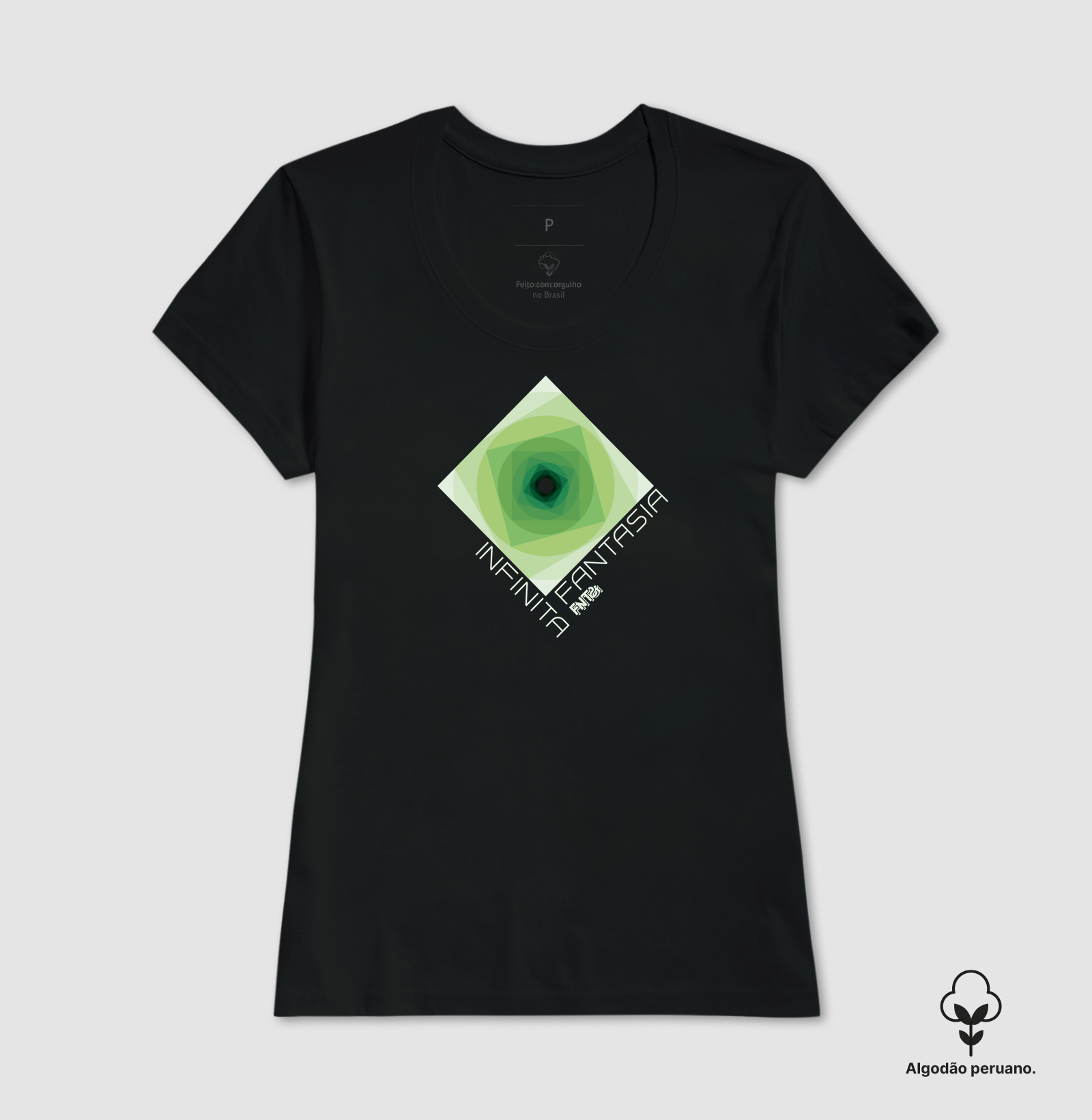 T-SHIRT "INFINITA FANTASIA" / VERDE ESTAMPA MÉDIA (ALGODÃO PERUANO)