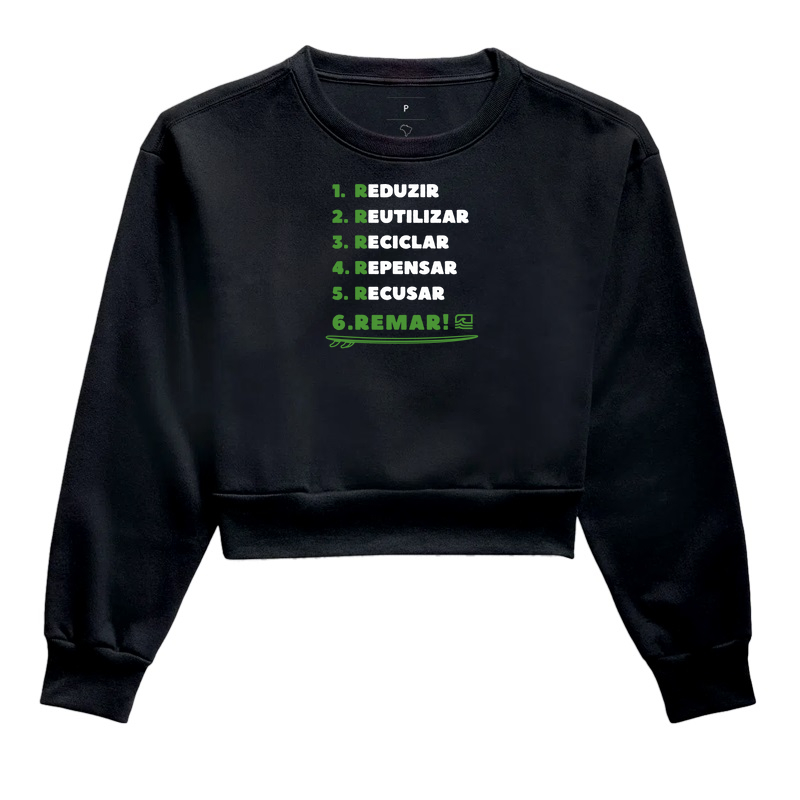 Moletom Cropped "Os 6 R's do Surf"