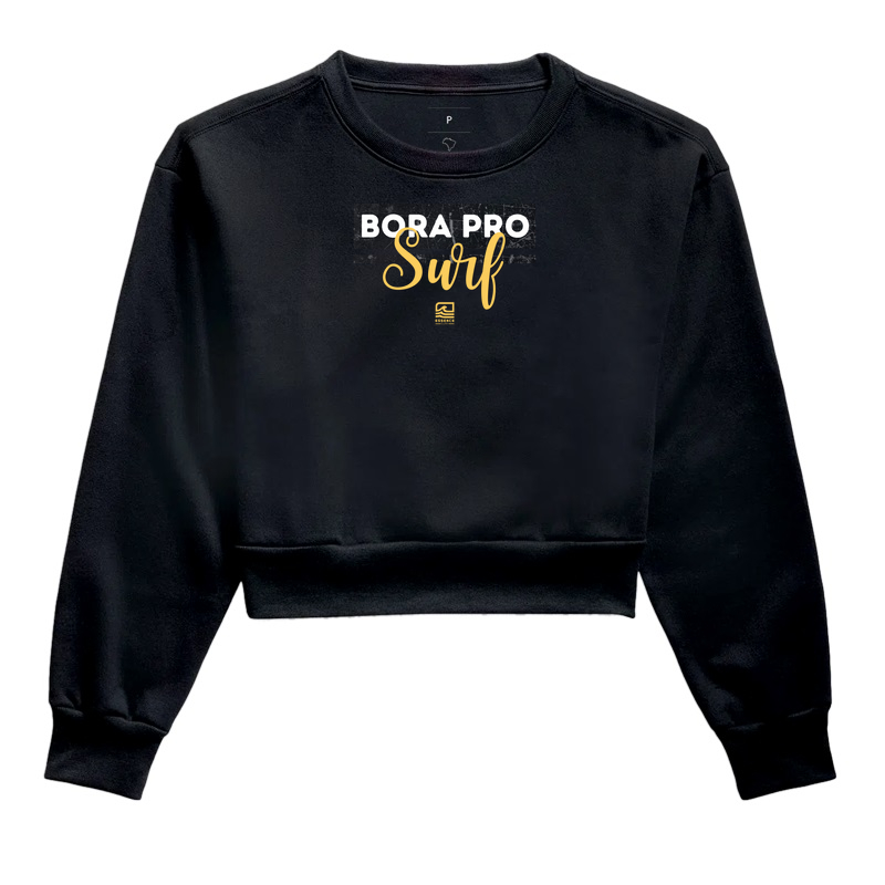 Moletom Cropped "Bora pro Surf" - Frase