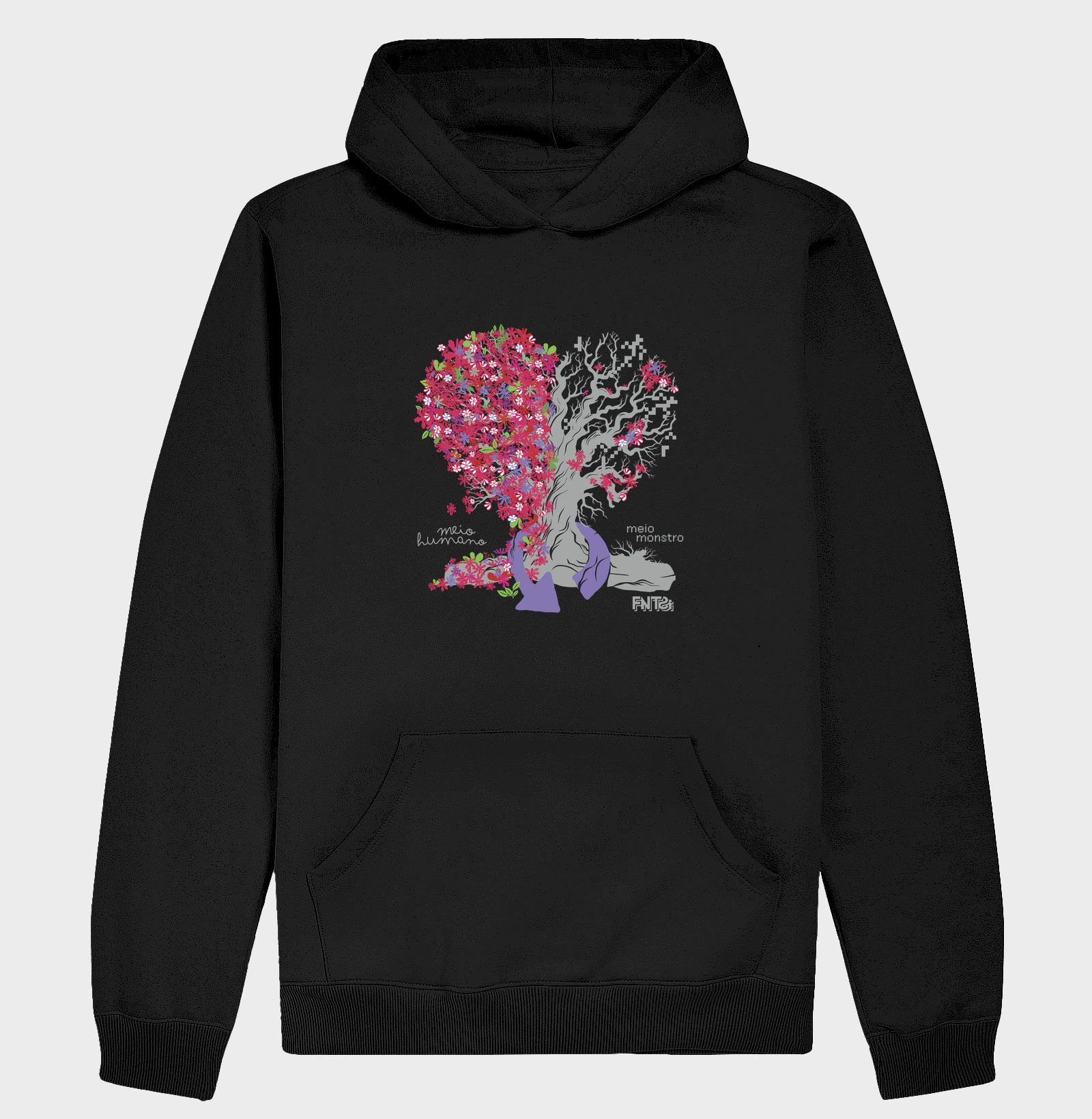 MOLETOM HOODIE SLIM "HUMANOS E MONSTROS" / ÁRVORE-CORAÇÃO