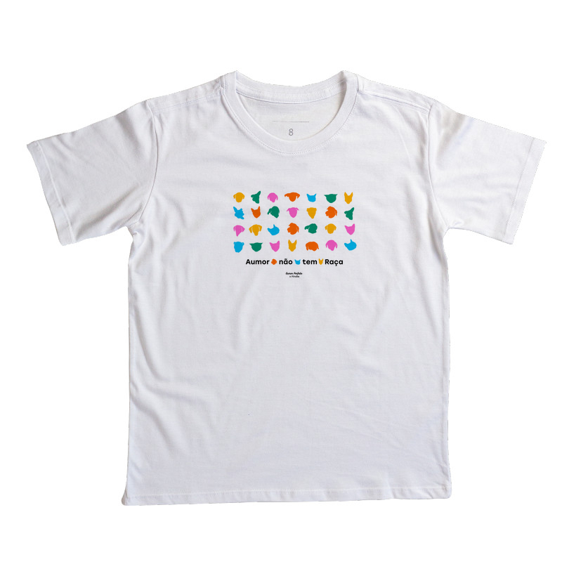 Camiseta Infantil - Aumor Não tem Raça - Silhueta