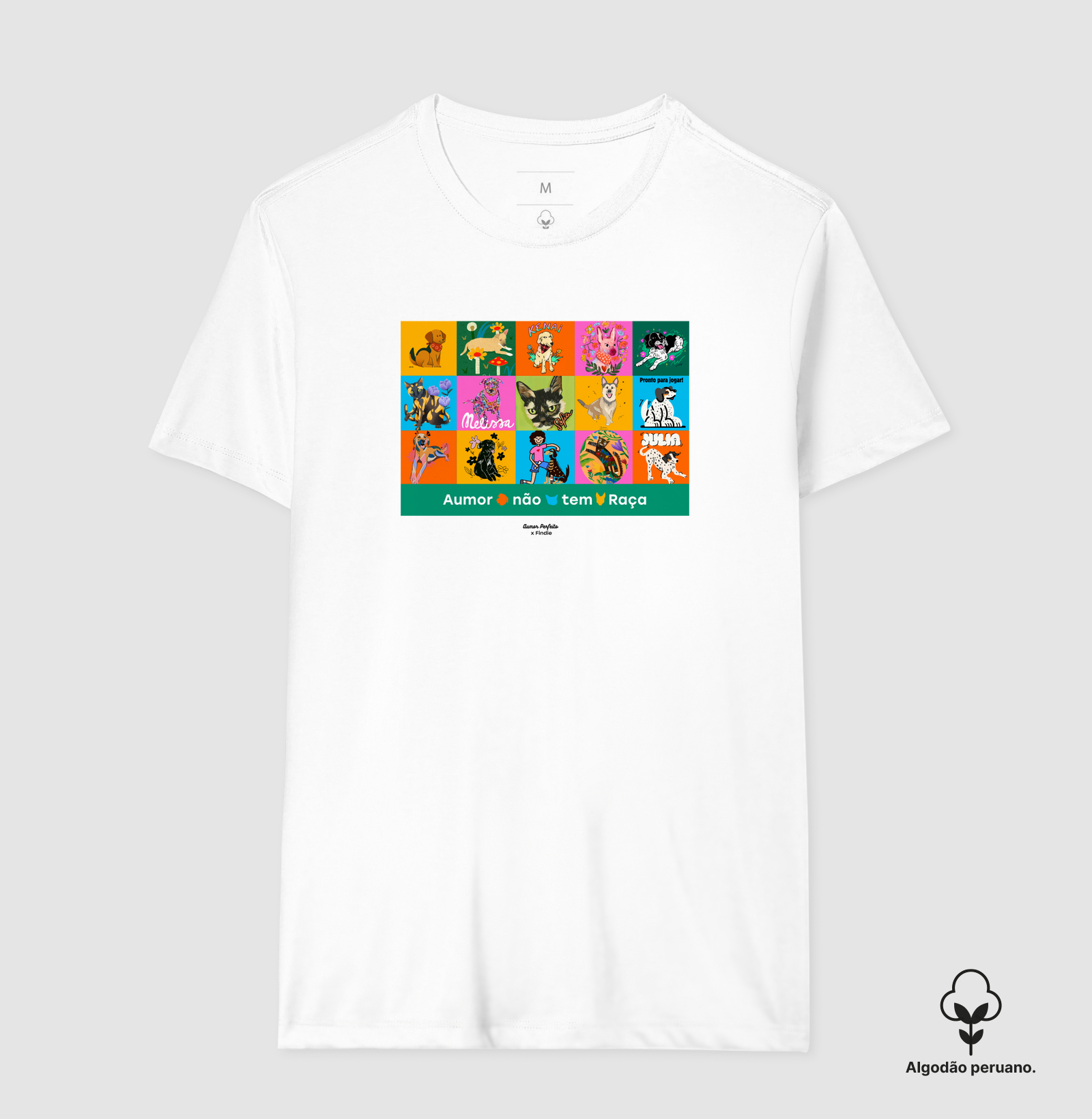 Camiseta Algodão Peruano - Aumor Não tem Raça - Ilustrações