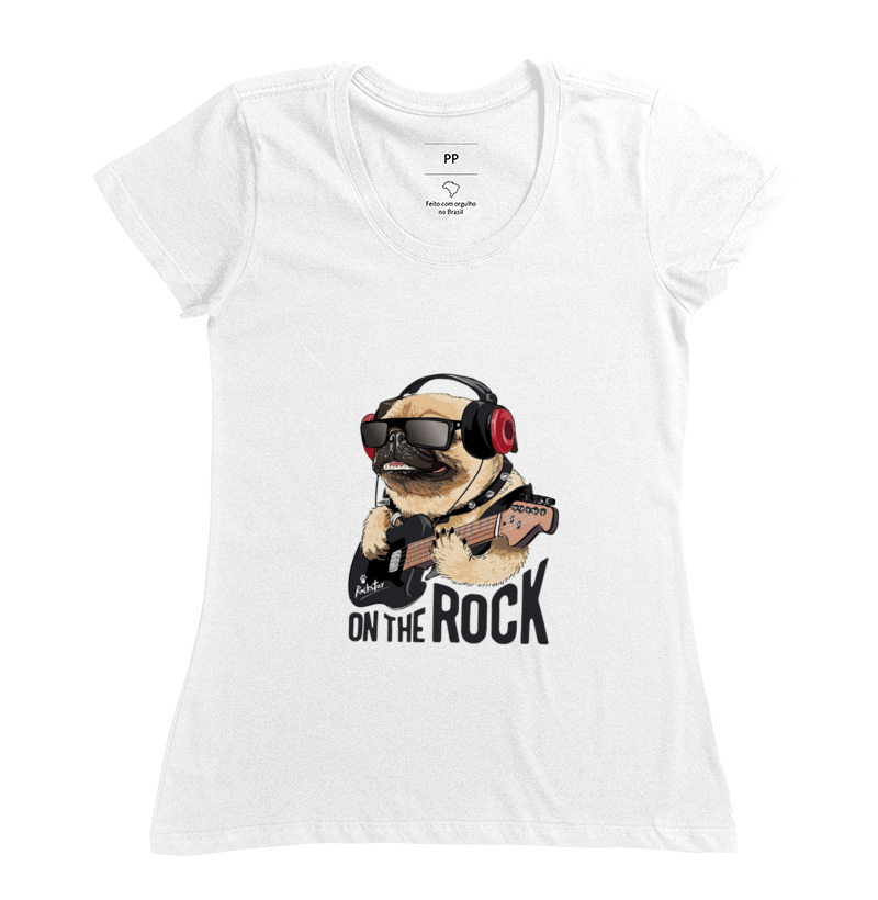 Camiseta feminina cão do rock 
