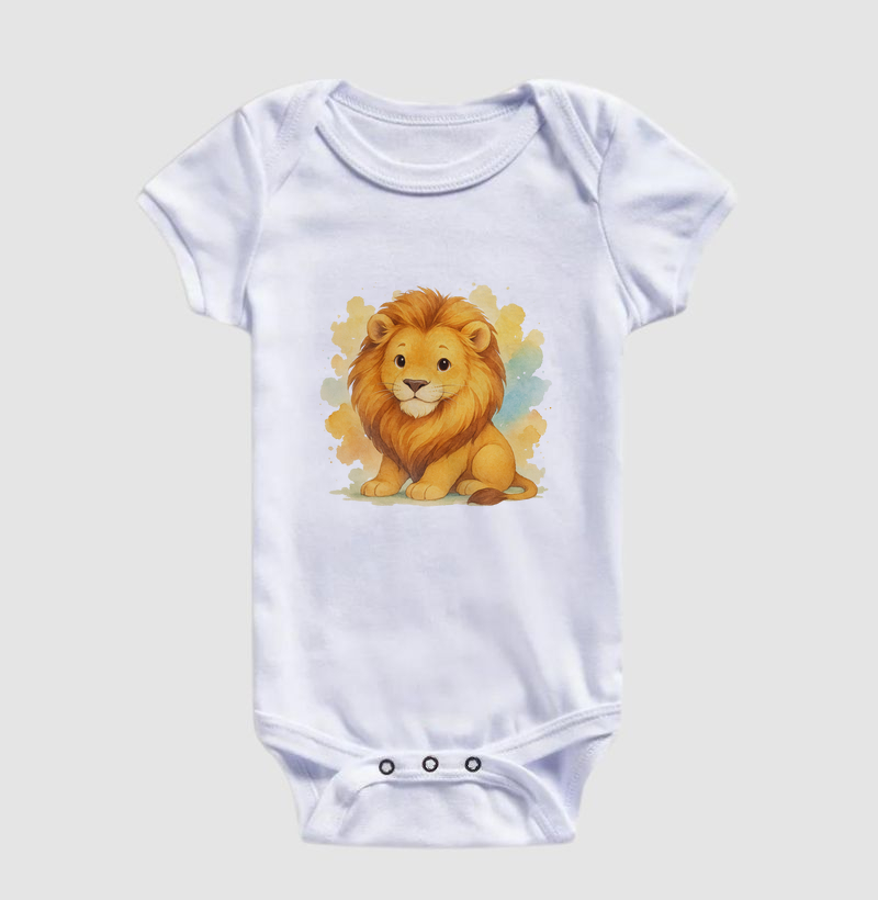 Leão adulto - estilo aquarela (body bebê)