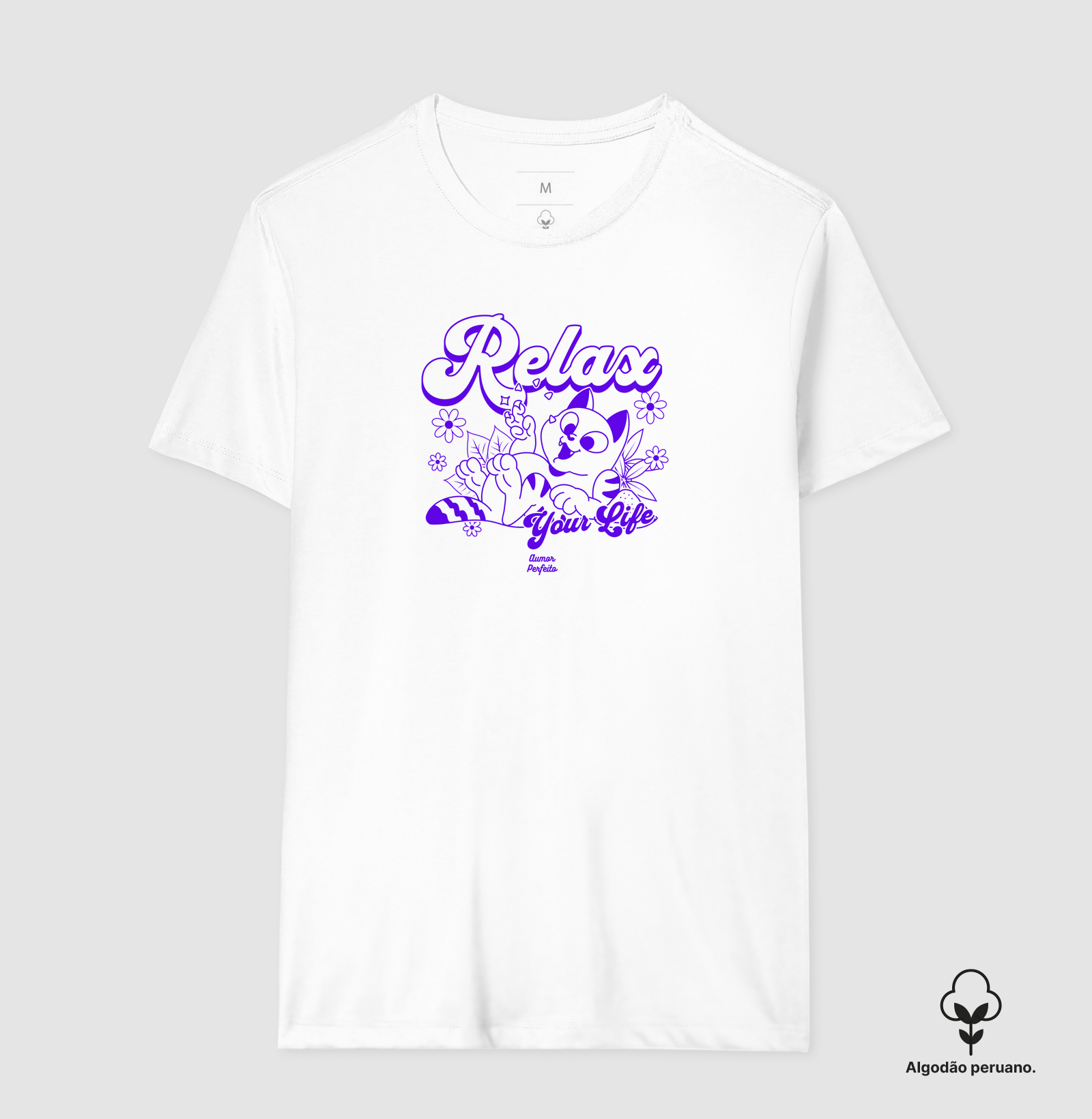 Camiseta Algodão Peruano - Aumor Gato Relax