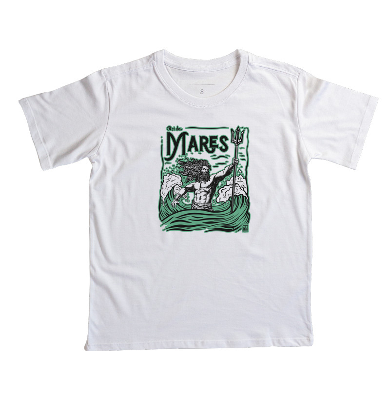 Camiseta Infantil "Rei dos Mares" Estampa Verde