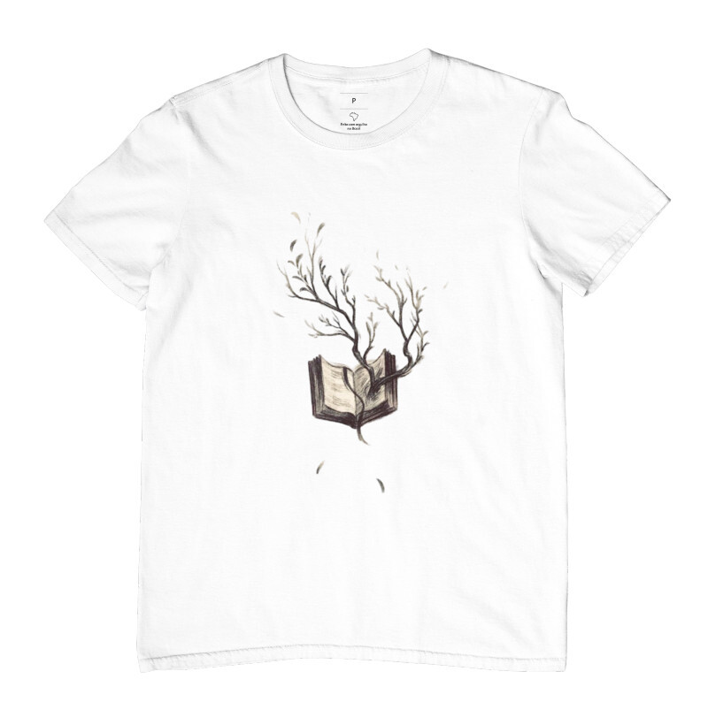 Camiseta masculina árvore de livros