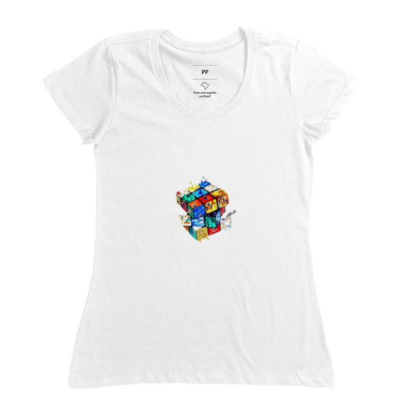 Camiseta feminina cubo mágico 