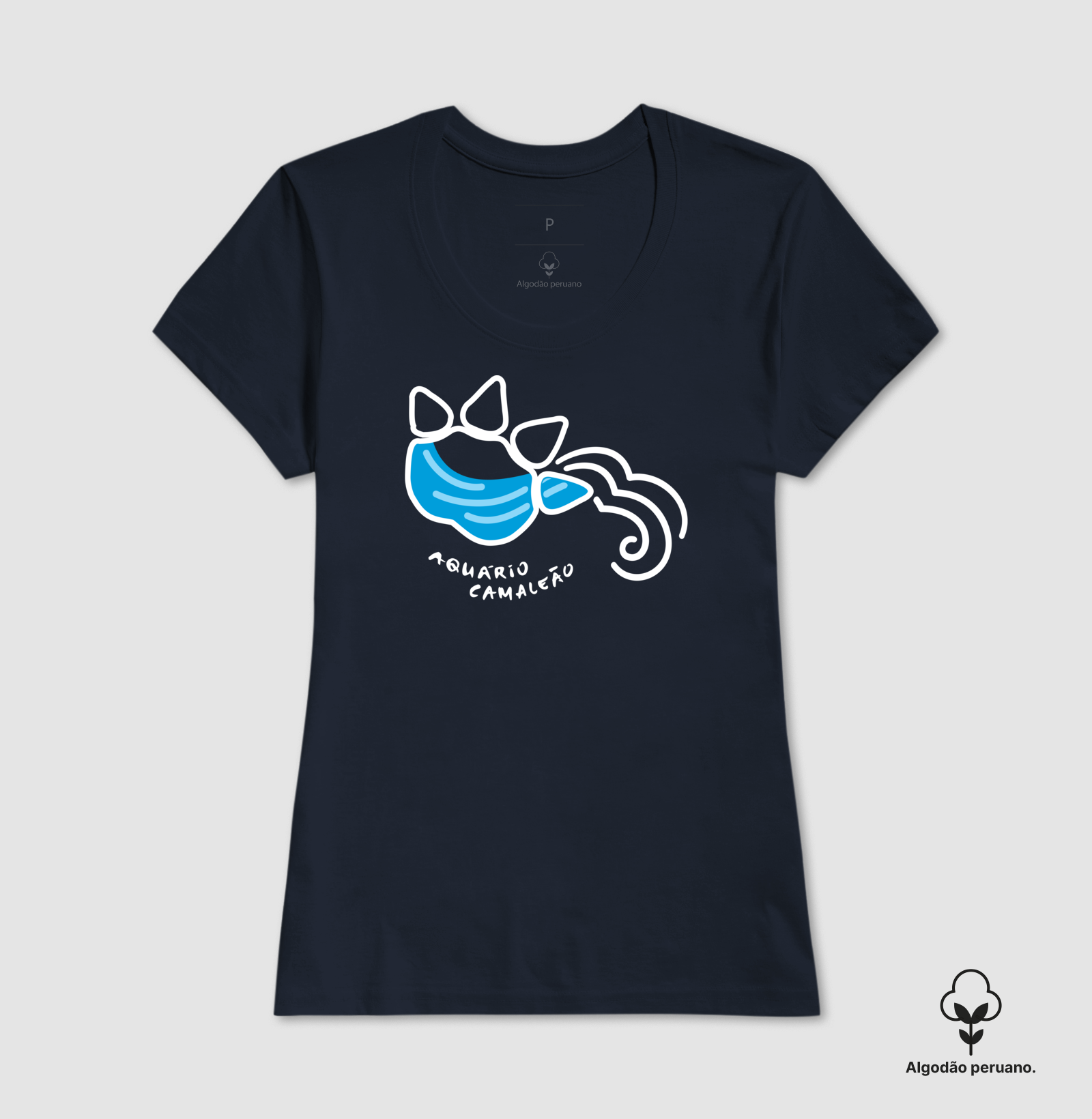 Camiseta Premium Feminina Camaleão Signos - Aquário - Algodão Pima