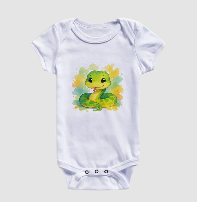 Serpente - estilo aquarela (body bebê)