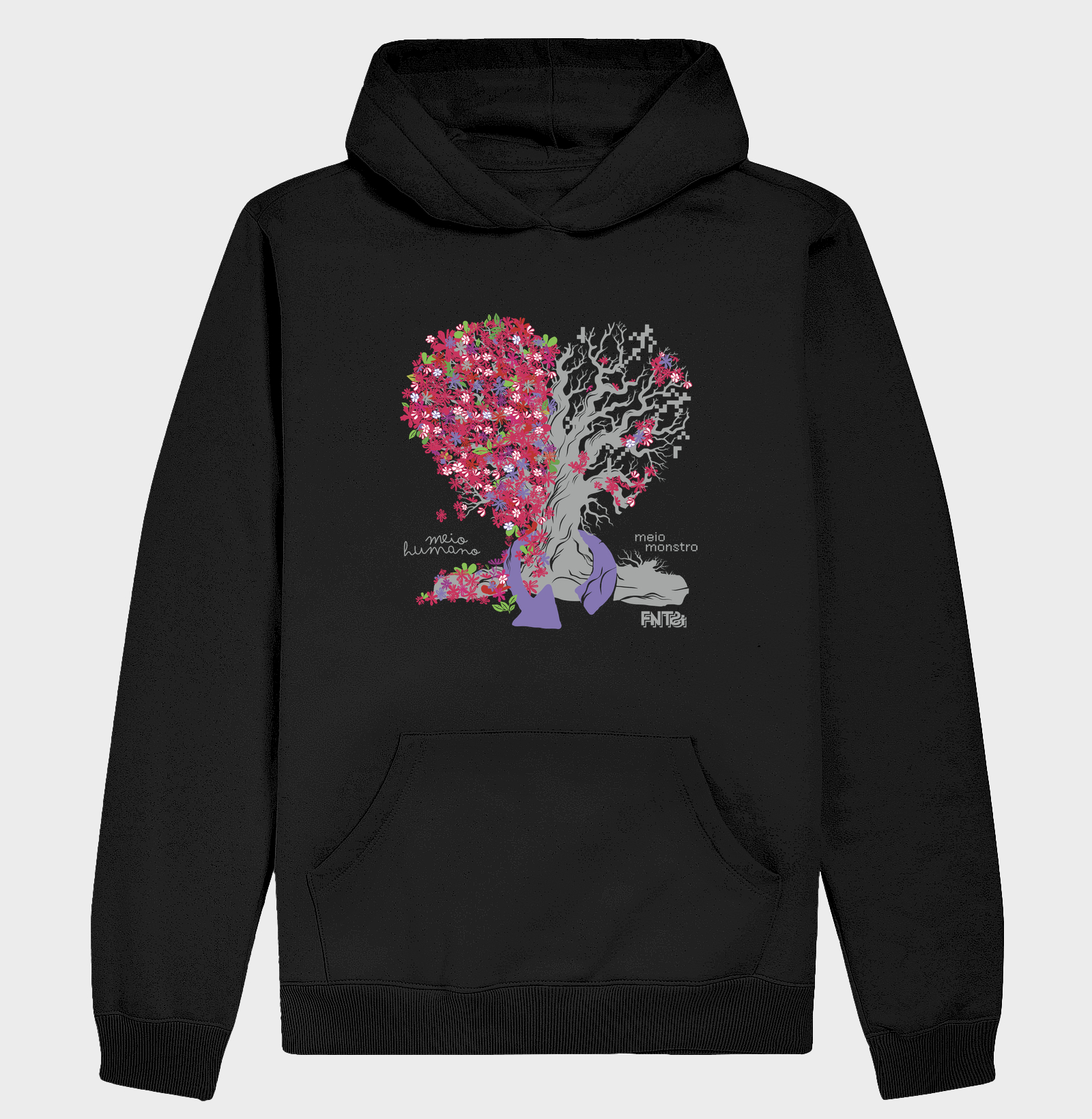 MOLETOM HOODIE SLIM "HUMANOS E MONSTROS" / ÁRVORE-CORAÇÃO GRANDE