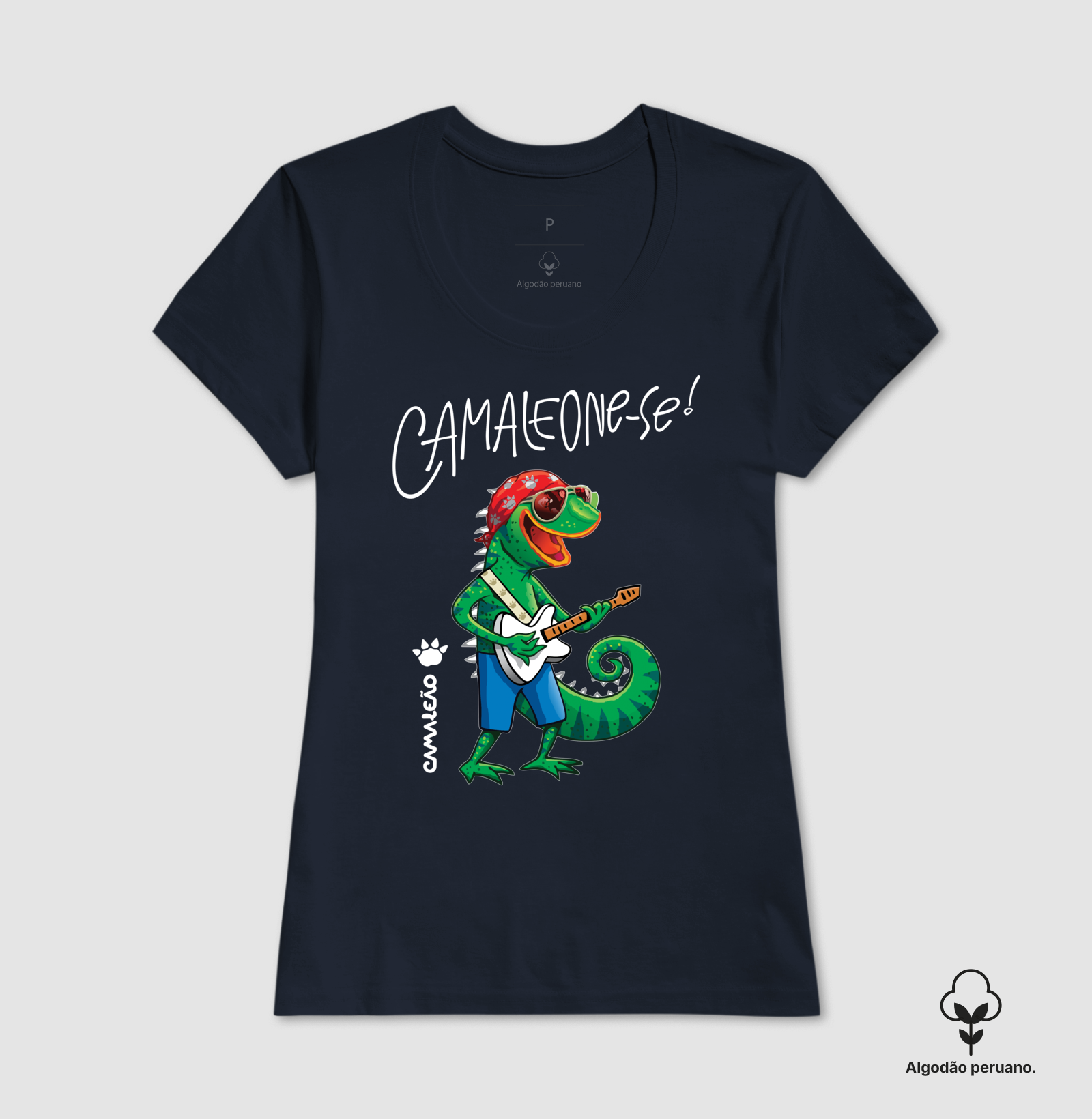 Camiseta Premium Feminina Camaleão - Camaleone-se Guitarra