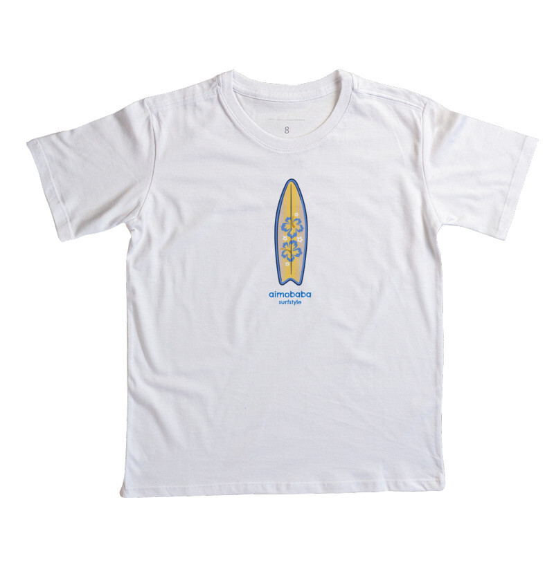Camiseta Aimobaba Surfboard infantil branca