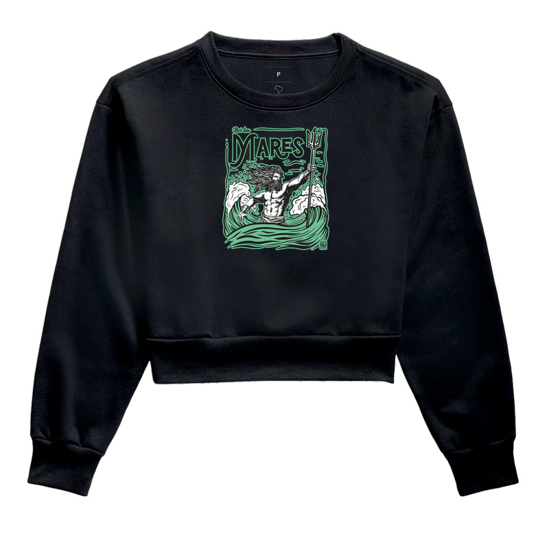 Moletom Cropped "Rei dos Mares" Estampa Verde