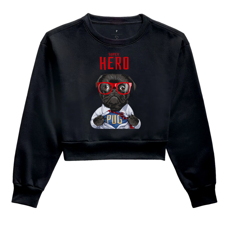 Cropped Moletom Super Hero Pug