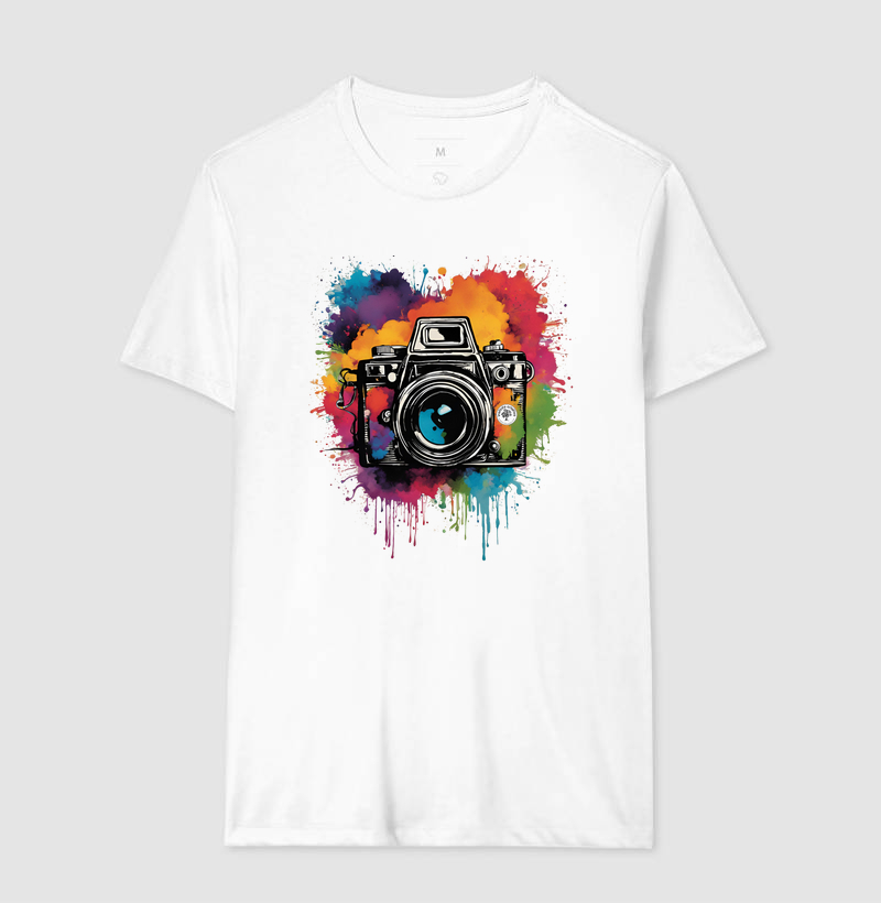 Camisetas / Imagens Criativas / Câmera com Tinta