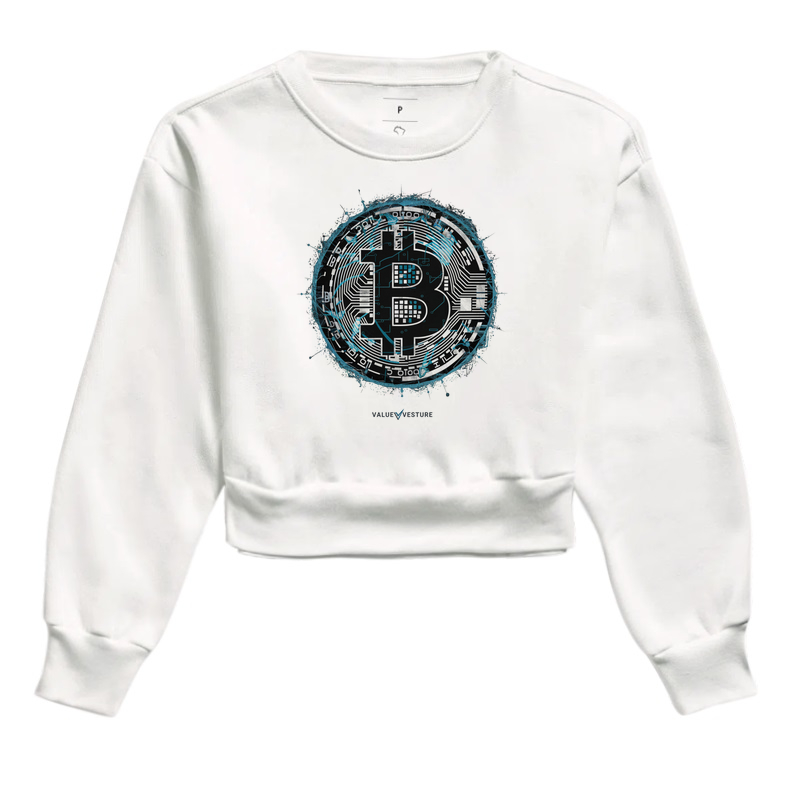 Moletom Cropped Bitcoin Blue