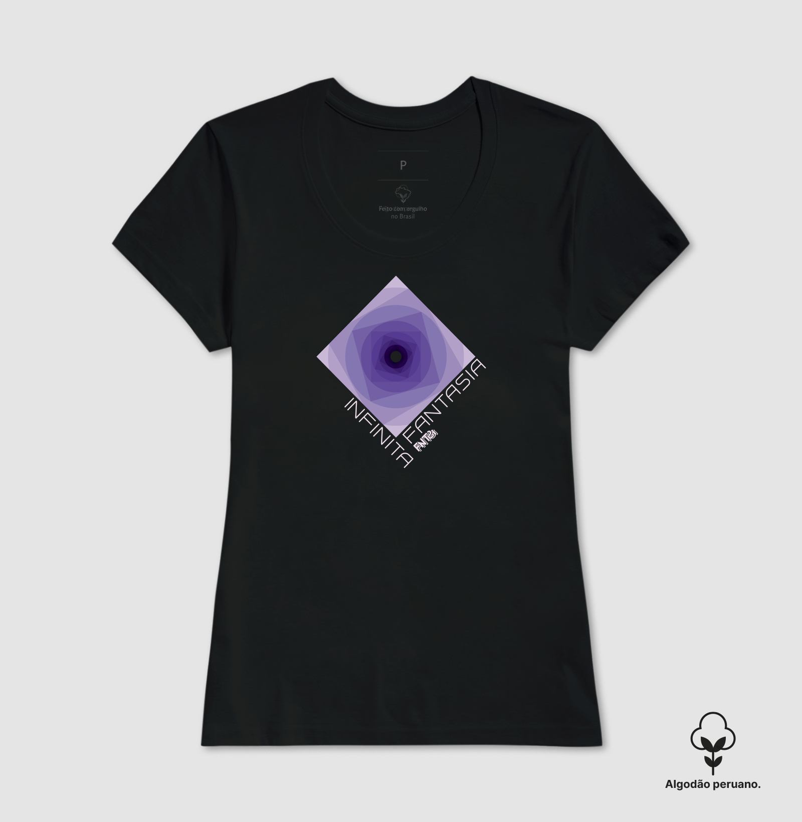 T-SHIRT "INFINITA FANTASIA" / ROXO ESTAMPA MÉDIA (ALGODÃO PERUANO)