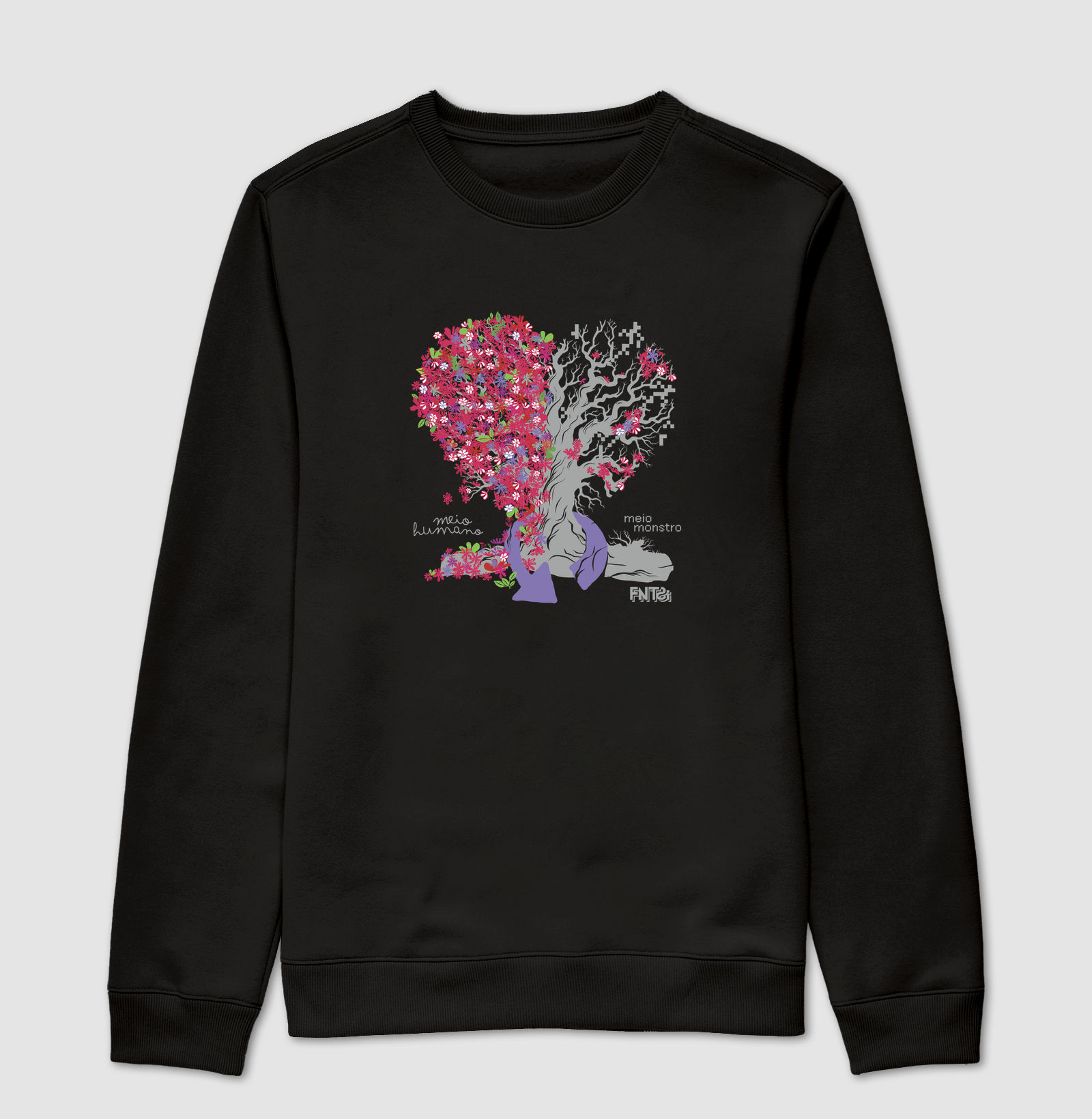 MOLETOM SUÉTER SLIM "HUMANOS E MONSTROS" / ÁRVORE-CORAÇÃO