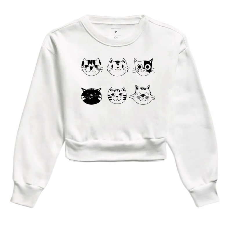 Cropped Moletom Cat Faces