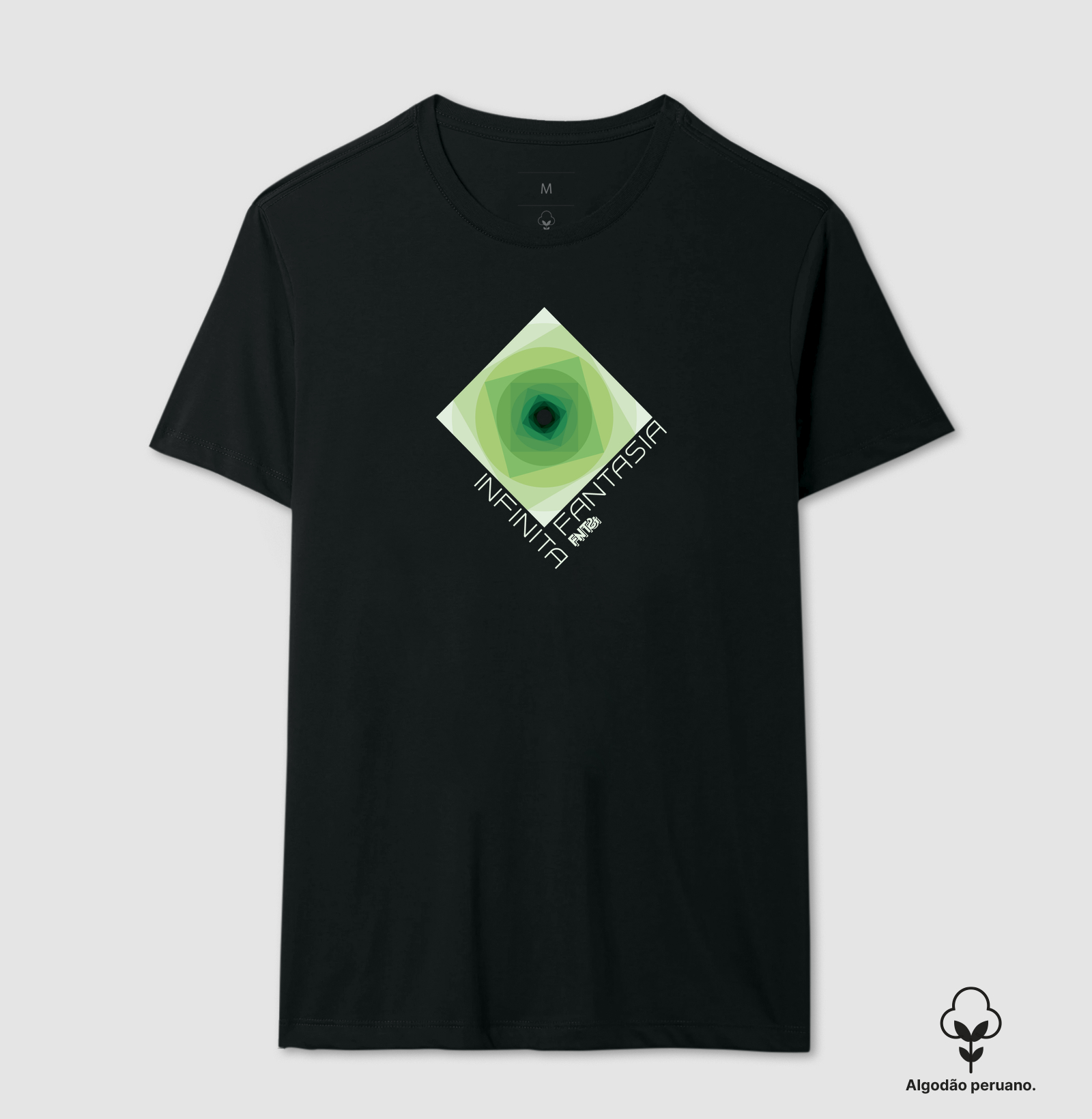T-SHIRT "INFINITA FANTASIA" / VERDE ESTAMPA MÉDIA (ALGODÃO PERUANO)