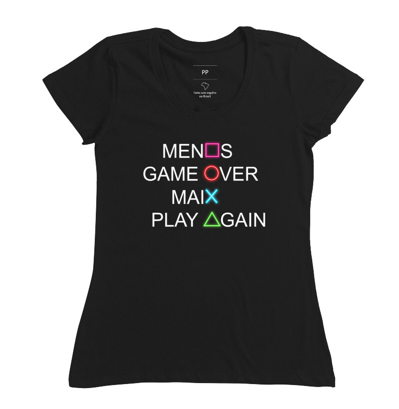 Camiseta feminina Mais play again