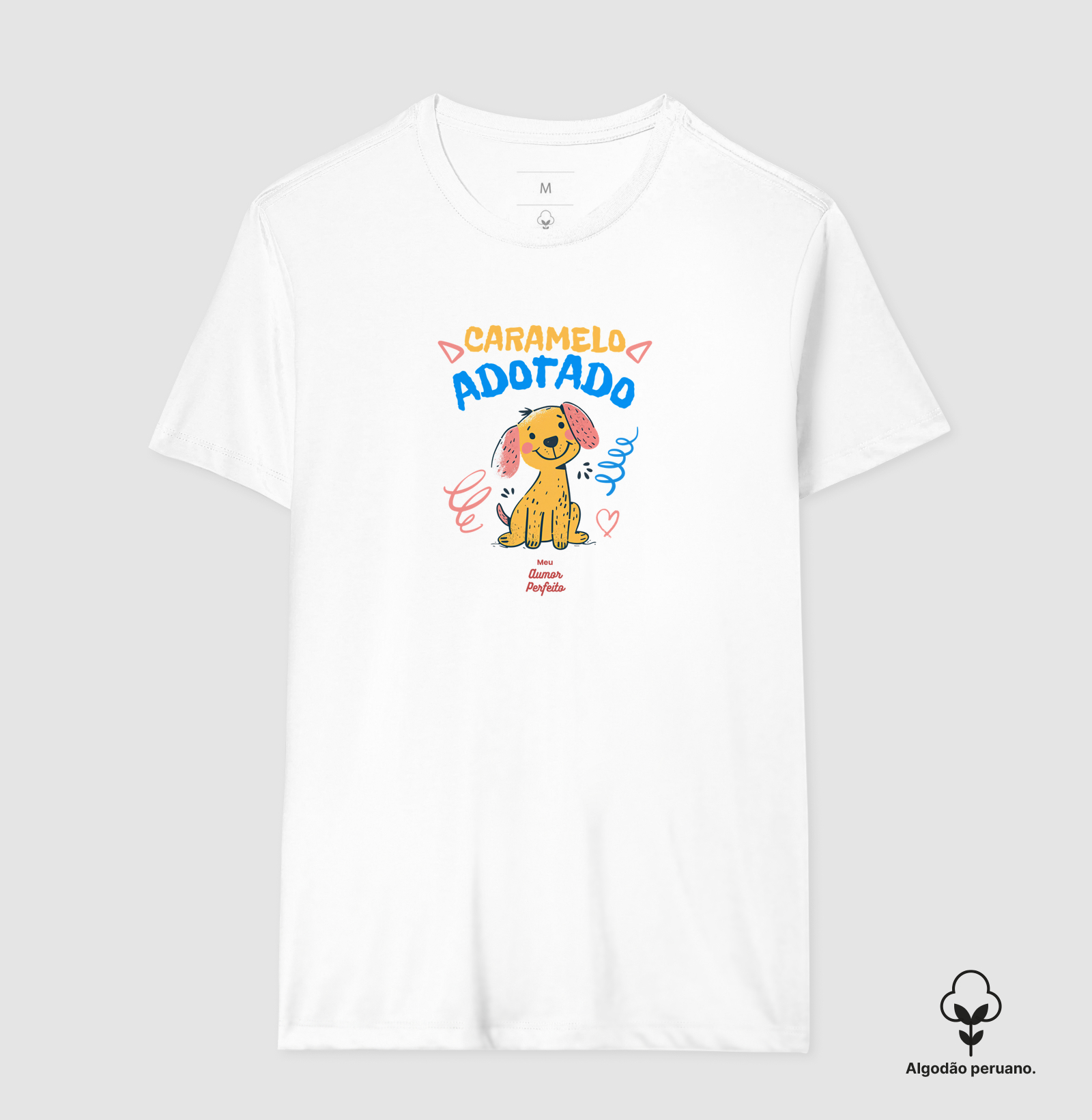 Camiseta Algodão Peruano - Aumor Caramelo Adotado