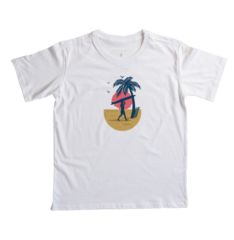 Camiseta Aimobaba Surfer infantil branca
