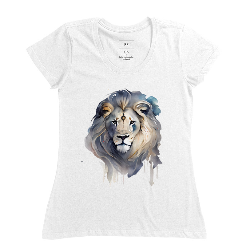 Camiseta com estampa de Leão, signo leão.