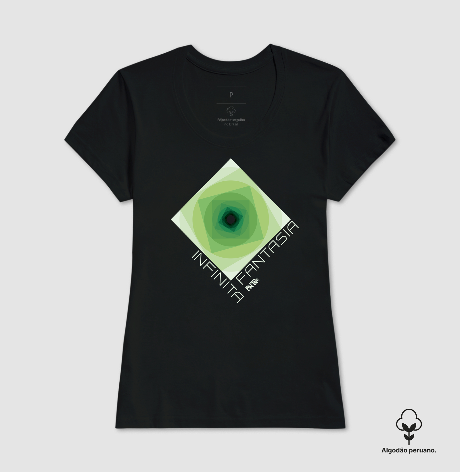 T-SHIRT "INFINITA FANTASIA" / VERDE ESTAMPA GRANDE (ALGODÃO PERUANO)