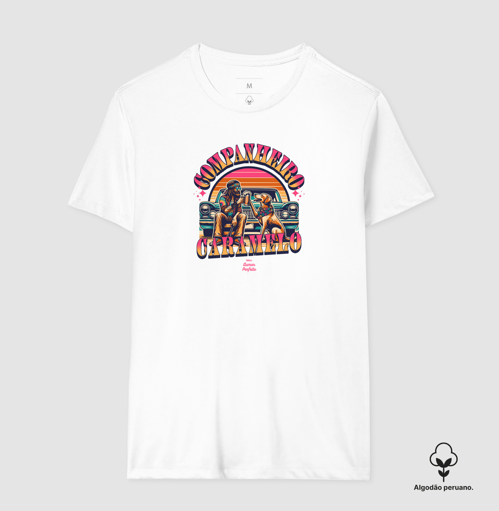 Camiseta Algodão Peruano - Aumor Companheiro Caramelo