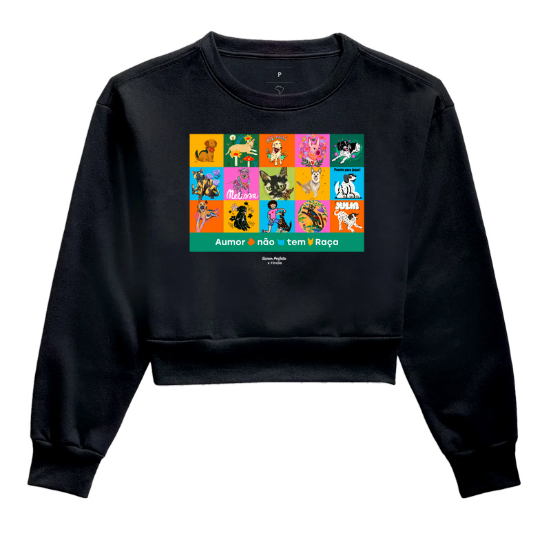 Cropped Moletom - Aumor Não tem Raça - Ilustrações