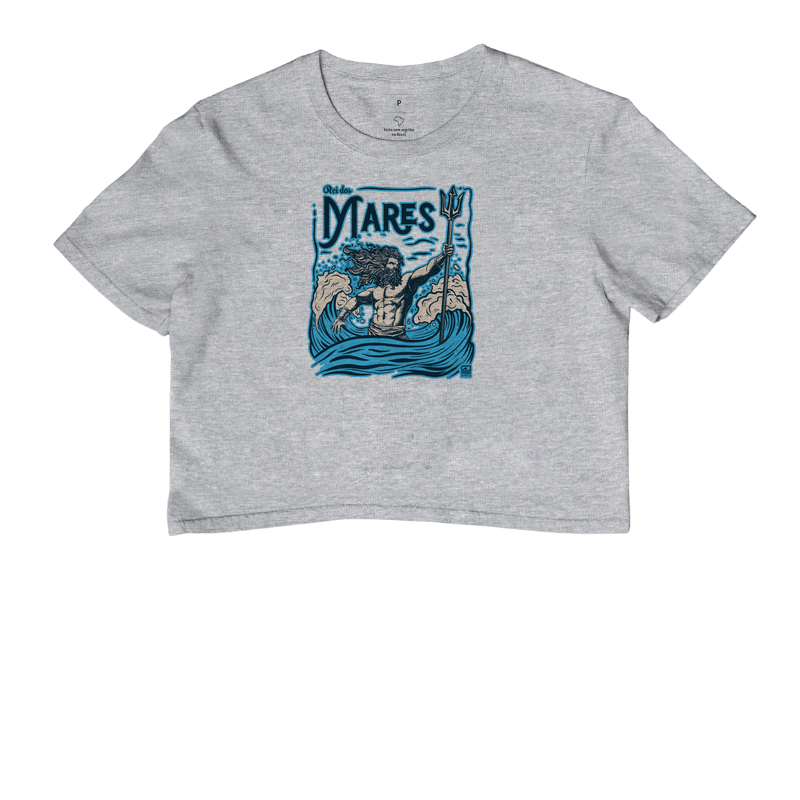 Camiseta Cropped "Rei dos Mares" Estampa Azul