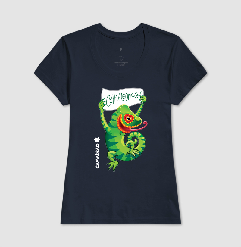 Camiseta Feminina Camaleão - Camaleone-se Cartaz