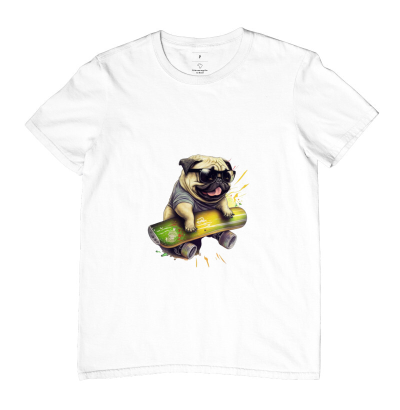 Camiseta masculina cão skatista
